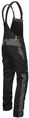 strongAnt® - Salopette da Lavoro Elasticizzata Berlin Salopette combinati 260gr - Tasche per Ginocchiere - Made in EU - Taglia: 48, Colore : Nero-Grigio