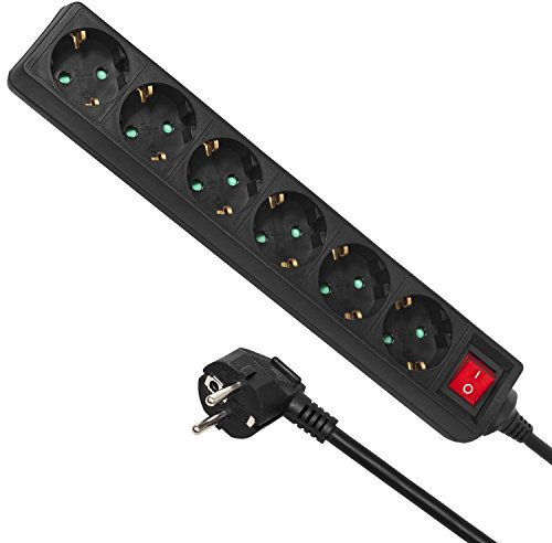 Maclean MCE189G Répartiteur de Prise 6 Prises avec commutateur de 1,4 m