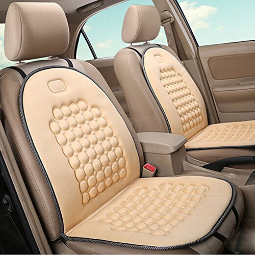 HomDSim Autositzauflage mit Massage-Funktion, universelle Sitzauflage, Auto Sitzüberzug (Beige - 2 Pack)