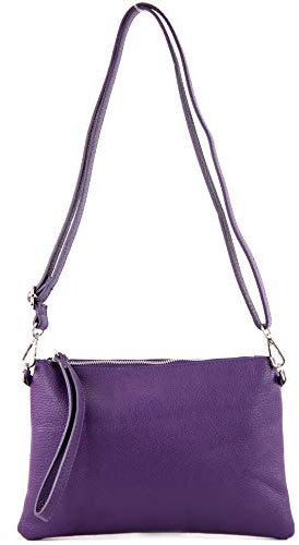 modamoda de T186 Damen Leder Clutch Umhängetasche Abendtasche handmade in Italy, Farbe:Purple