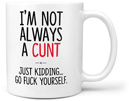 TeHe Gifts Funny Cunt Gift Mug for Him Her Office Birthday Christmas Office Work I'm Not Always A C*nt Just Kidding Go F*ck Yourself