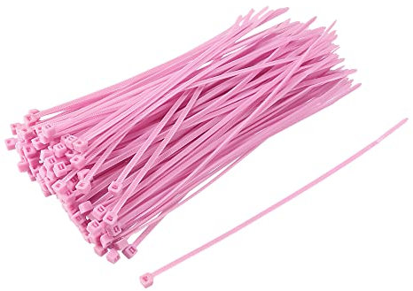 sourcing map 120pcs Cable Zip Ties Nylon Cable Wire Ties 6 Inch Self-Locking Nylon Tie Wraps Pink