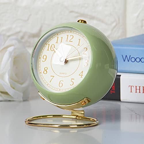 Justup 4 Zoll Analoge Wecker,Kleine leise Tischuhr Klassische Retro Wecker mit Kein Ticken,Nachtlicht,Geräuschlos,Batteriebetriebene,HD Glas für Inneneinrichtung/Wohnzimmer/Küche/Schlafzimmer (Grün)