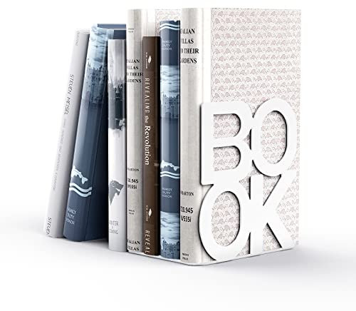 Serre-Livres – Serre-Livres décoratifs en métal pour Bureau, Livres, Design Unique, très résistant (Blanc)