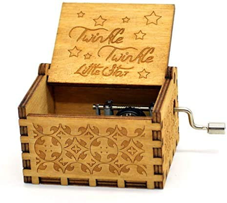 Nostalgish Twinkle Twinkle Little Star Music Box Hand Crank Wooden Musical Boxes Music Box - Unique Gift (Wood, Twinkle Twinkle Little Star)