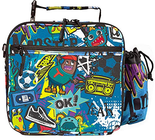 7-Mi Kids Lunch Bag,Monster Insulated Lunch Box Snack Portable Child Thermal Tote Cooler for Boys Girls to School Office Outdoor Picnic Monster