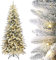 Yorbay Künstlicher Weihnachtsbaum Slim mit Beleuchtung und Schnee Bleistift Tannenbaum für Weihnachten Dekoration, Metallständer, Schmal, Weiß (180cm)