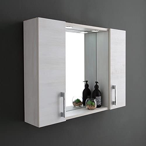 Kiamami Valentina Specchio contenitore con due pensili rovere bianco effetto legno
