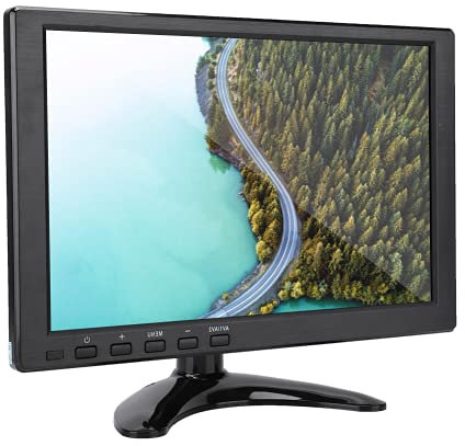 Monitor LCD TFT da 10,1 pollici, monitor HDMI universale 1280x800 16:10 HD con ingresso HDMI/VGA/AV/BNC, display a colori con altoparlante integrato, monitor per computer da gioco portatili(EU)