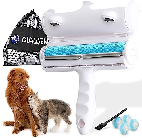 DIAWEN Quita pelos Mascota, Rodillo quitapelos Mascotas, Cepillo quitapelos Mascotas + 4 Bolas atrapa pelos Lavadora Mascotas + Cepillo Limpiador