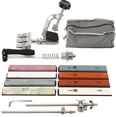 Afilador de Cuchillos Profesional con 10 Piedras de Afilar, Kit de Afilador de Cuchillos Piedra de Afilar Resistente Rotación 360 Diseño de Volteo de Afilado de ángulo Fijo