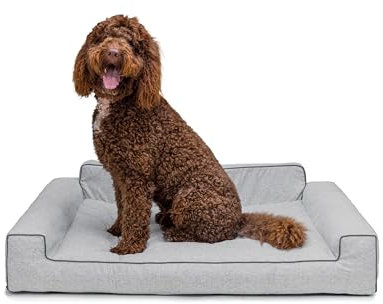 Bjird Hundebett - Hundekorb für kleine mittelgroße & große Hunde - Hundekissen - Hundesofa - Bezug abnehmbar und waschbar - Glamour New - Größe: L: 98 x 66 cm - Asche Inari