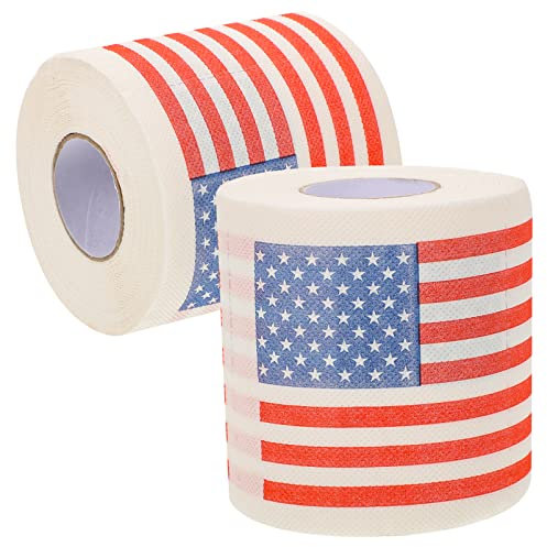 ibasenice 2 Rollos Rollo De Papel De La Americana 4 De Julio Papel Higiénico Papel Higienico Navidad Novedad Papel Higienico De Broma Pulpa De Madera Día De La Independencia Único