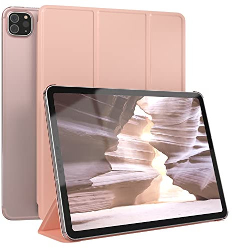 EAZY CASE - Coque de Protection Smartcase pour Tablette iPad Pro 11 (2018/2020/2021/2022), étui de Type Flip avec Support, Fonction Sleep Wake Up, en Similicuir Or Rose