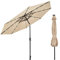 COSTWAY 3m Garden Parasol, 24 Solar Powered LED Lights Patio Umbrella with Tilt and Crank Handle, UV Protective Outdoor Table Sun Shade for Deck Yard Pool (Beige)