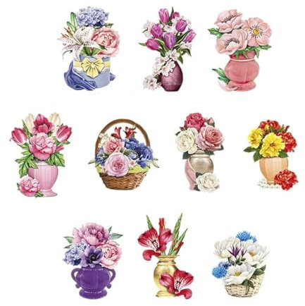 Ideen mit Herz 3-D Motive, ausgestanzt, ca. 7-10 cm, 10 Stück im Beutel | Bilder zum Basteln & Dekorieren | Grußkarten selber machen | Bildmotive für Scrapbooking & DIY-Deko (Blumen Deko)
