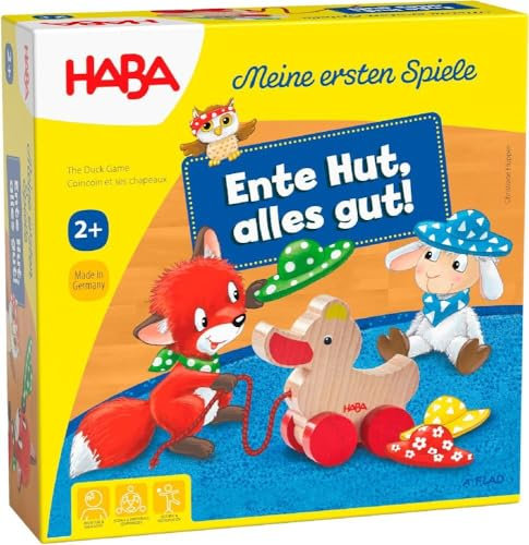 HABA Meine ersten Spiele – Ente Hut, Alles gut! - Spielzeug ab 2 Jahren für 1-4 Spieler - Fördert Farben- & Mustererkennung - 1307050001