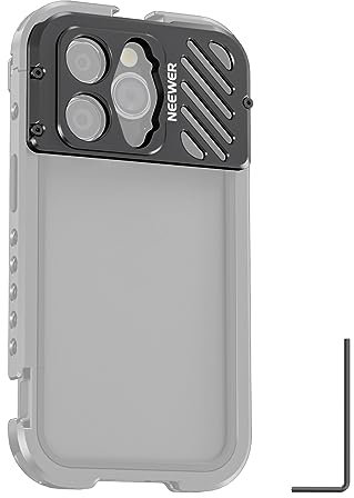 NEEWER Lens Backplane Compatible with iPhone 14 Pro Phone Cage PA006, Aluminum External Lens Mount with 17mm Threaded M Lens Mount Unaffected Wide Angle Shots, PA018