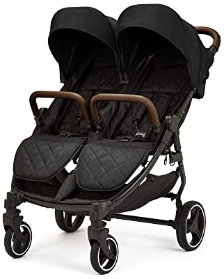 Ickle Bubba Venus Doppel kinderwagen - geeignet von Geburt bis 15 kg (ca. 3 Jahre), leichter, faltbarer Zwillingskinderwagen mit Regenschutz (Schwarz)