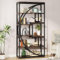 Tribesigns Industrielles Bücherregal 180cm Höhe - 5-stöckiges Vintage Braun Regal mit 8 offenen Fächern, Stabile Regaleinheit für Wohnzimmer/Heimbüro