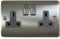 Brushed Steel Socket (2 Gang) - BBS12