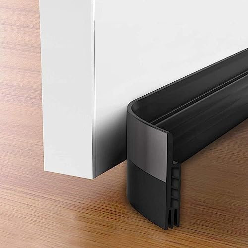 Hulameda 2 Pack Door Draft Stopper,Door Sweep for Exterior & Interior Doors,Door Bottom Seal Dust and Noise Insulation Weather Stripping Draft Guard Insulator, 1.8 W x 37 L,Black