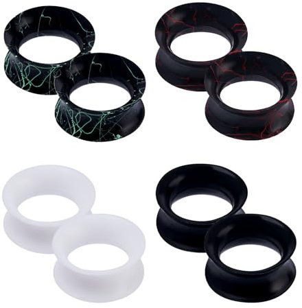 Longbeauty 4 Paar Weich Silikon Tunnel Plugs Set Ohr Gauges Dehnungsset Ohrpiercing Schmuck für Damen Herren, 16mm