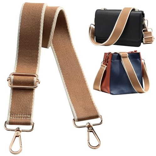 Navaris Handtaschengurt 75-138cm - Tragegurt für Handtasche - Taschengurt zum Wechseln - Taschenriemen - Handtaschen Gurt Trageriemen - Schultergurt für Taschen in Braun Streifen