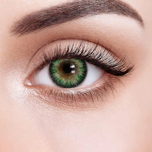 Dolovo Kontaktlinsen Farbig Ohne Stärke Natürlich, Silikon Hydrogel Jahreslinsen für alle Augen 2 Stück (1 Paar) (grün)