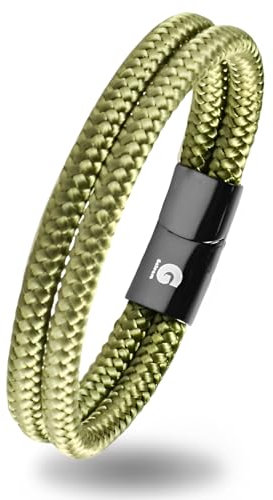 Galeara design Bracciale Corda - Braccialetto Nautico - Magnetico Noa Marina (Noa Verde - Nero, 195)