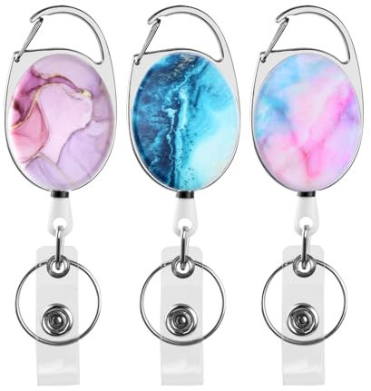 Wisebom Ausziehbare Ausweishalter 3 Stück, Schlüsselanhänger-Clips Mit Einziehbarer Spule für Ski-Ausweis, Ausweise und Kartenhalter