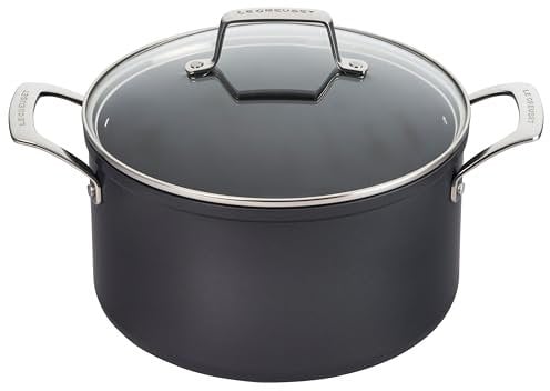 Le Creuset Essential Non-stick Ceramic Stockpot with Glass Lid, 6.3 qt.
