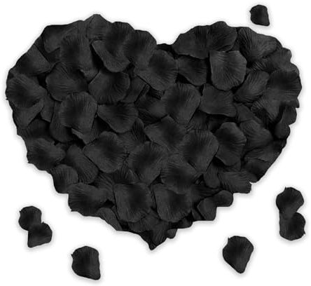 SHINTAYL Lot de 1200 pétales de rose pour chambre à coucher - Faux pétales de rose noirs artificiels pour mariage, Saint-Valentin, mariage, décoration d'amour, fête romantique