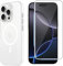 chejuza Funda magnética Mate para iPhone 16 Pro MAX [Compatible con MagSafe] con 1 Protector de Cristal Templado, Funda translúcida Opaca, Antideslizante - Blanco