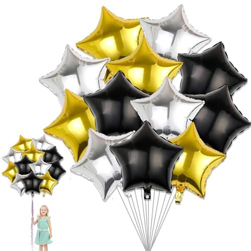 Schwarz Gold Stern Folienballon, Luftballons Folienballon Hochzeit 12 Stück 18 In Hochzeitsballon Wedding Geburtstags Valentinstag Hochzeitsdeko Baby Jubiläum Party Dekoration Geburtstag