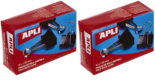 APLI 296867 Confezione 12 Fermafogli a Clip Standard, 25 mm (Confezione da 2)