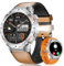 HIRREO Montre Connectée Homme pour Android iOS avec Appel Bluetooth 1,43 AMOLED Rond Smartwatch Homme 530 mAh Marron Silicone Montre Homme Connectée avec Lampe de Poche LED Santé Moniteur,100+ Sport