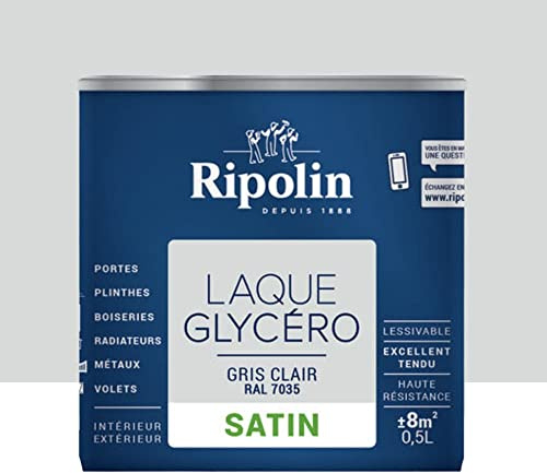 RIPOLIN Laque Glycéro Satin Gris Clair 500 ml