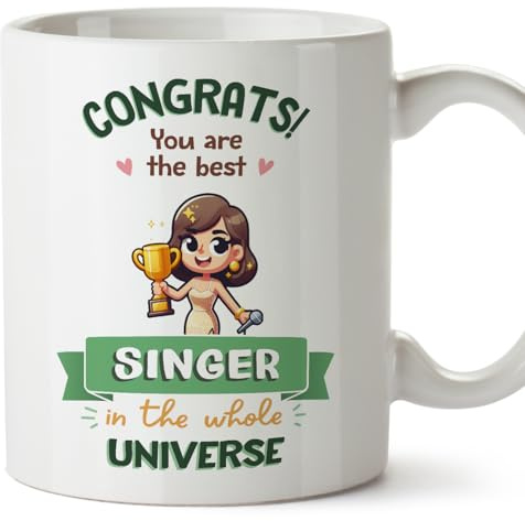 MUGFFINS Singer Woman Mug - in English - Best in Universe Trophy - Funny Gift for Colleagues - Ceramic 11oz Mug