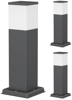 ledscom.de 3 Stück Pollerleuchte POLLY für außen, 35cm, anthrazit, inkl. G9 Leuchtmittel, 596lm, weiß