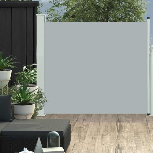 KOIECETA Sonnenschutz Sichtschutz Windschutz Seitenrollo Markise Seitenwandmarkise Balkon Garten Terrasse Ausziehbare Seitenmarkise 100x300 cm Grau