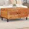 OHOOWOO Couchtisch 80x50x40 cm Massivholz Akazie,Wohnzimmertisch aus massivem Akazienholz mit Stauraum und Eisenbeinen Couchtische, Kaffeetische