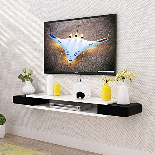ZFGOJNBH Mueble de TV, estantería Flotante para Sala de Estar, Reproductor de DVD/BLU-Ray, Soporte de Fondo, Receptor de TV por satélite, Receptor de Cable, 90 cm de Profundidad y 90 cm de Ancho.