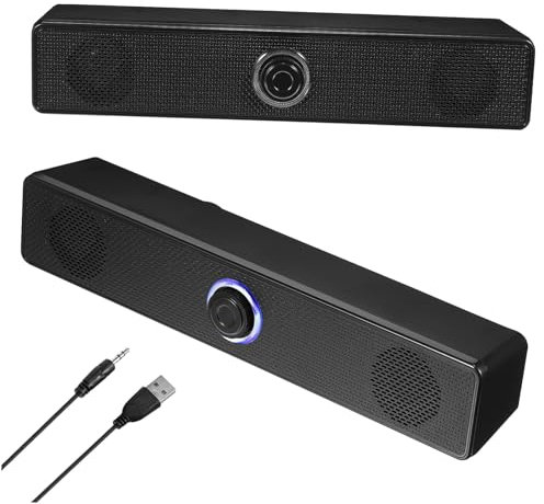 Lurrose Barre de Son Compacte pour TV et Ordinateur Système Audio Stéréo Facile Design Élégant Maison Bureau 80 CM Noir