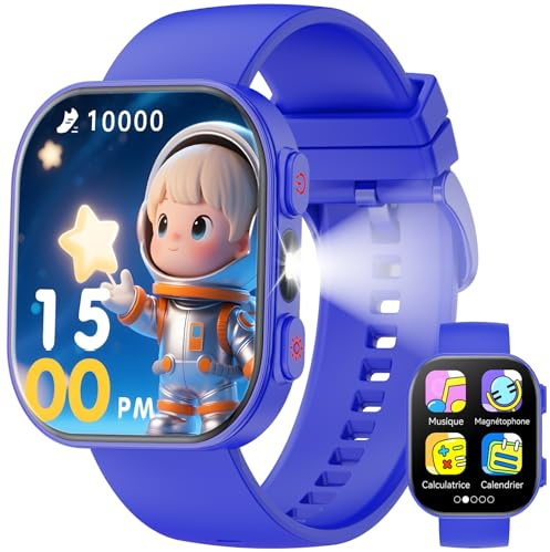 Mingdaln Kinder Smartwatch für Jungen und Mädchen, TFT 1.83 Bildschirm Smart Gaming Watch, Herzfrequenz/Musik-Player/Taschenlampe/Schrittzähler/Storybook,für Jungen und Mädchen (Blau)