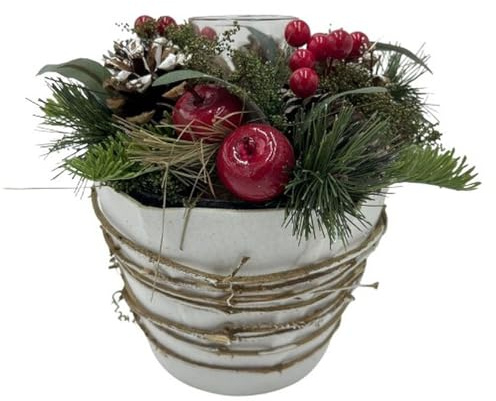 Adventsgesteck mit Äpfeln & Beeren – auf Baumscheibe oder im Topf (Topf)