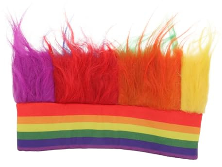 MOKKHNB Bunte Regenbogen Headband Perücke Damen Kurzhaar Lustige Cosplay Haarteil Komfortabel Hautfreundlich Für Mottoparty Karneval Geburtstag Halloween
