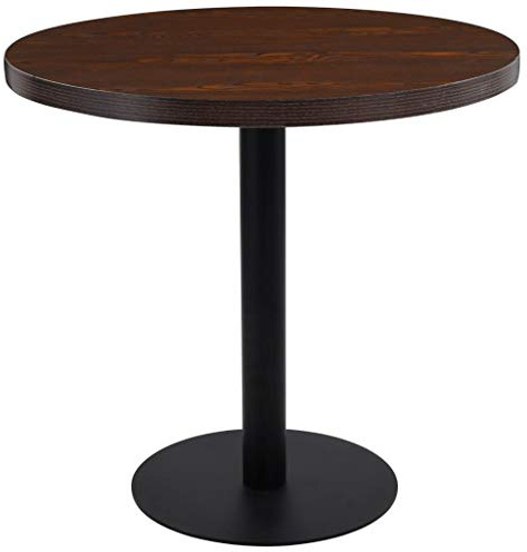 Mandloder Bistrotisch Dunkelbraun 80 cm, MDF-Platte mit Holzmaserung, runder Stehtisch für 2 Personen, Stahlgestell, Küchentisch, Esstisch