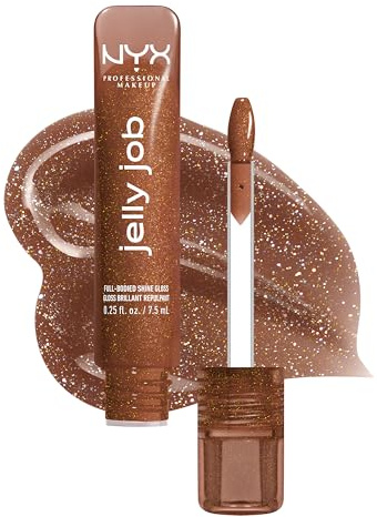NYX Professional Makeup Lip Gloss, Plumping Peptide Formula, Bling Me Jelly | High-Shine Plumping Lip Gloss with Peptide Complex & Cherry Oil for Glassy, Non-Sticky Volume