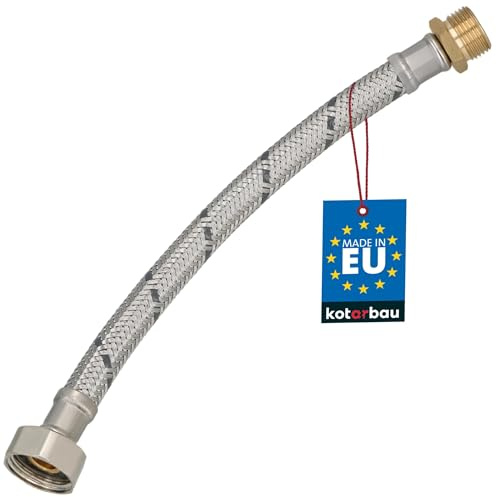 KOTARBAU® Flexschlauch 1/2 x 3/8, Wasserschlauch 20 cm, Panzerschlauch | Außengewinde x Innengewinde, Anschlussschlauch für Armatur, Schlauch Für Wasserhahn, Edelstahlummantelt